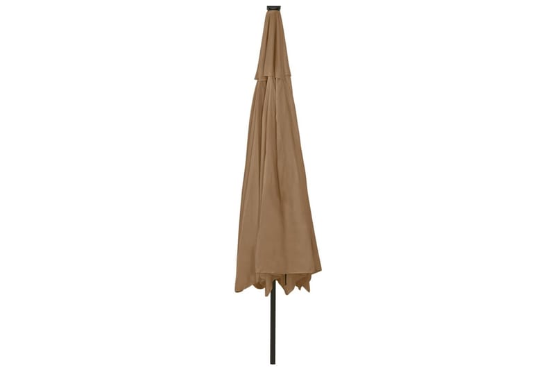 Parasoll med LED-lys og metallstang 400 cm gråbrun - Taupe - Hagemøbler - Solbeskyttelse - Parasoller