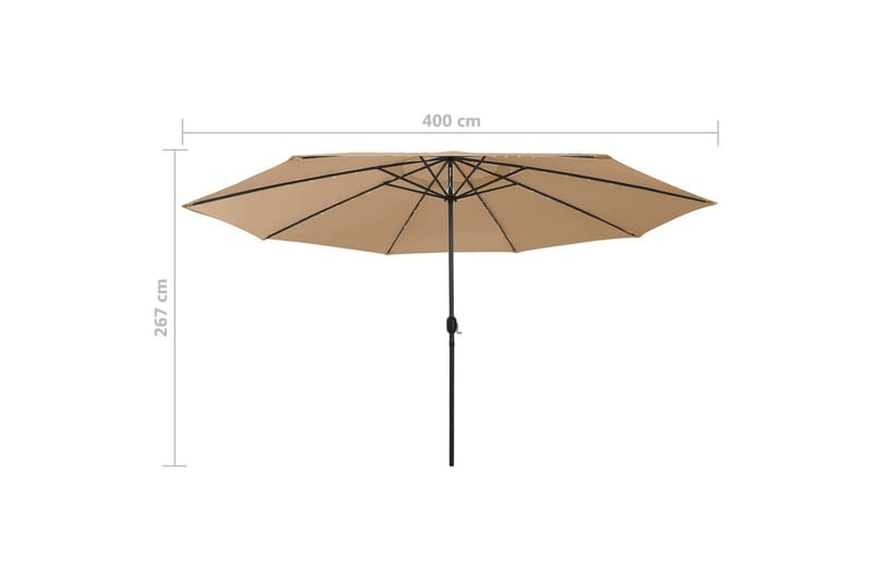 Parasoll med LED-lys og metallstang 400 cm gråbrun - Taupe - Hagemøbler - Solbeskyttelse - Parasoller