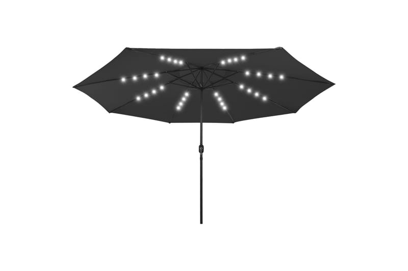 Parasoll med LED-lys og metallstang 400 cm svart - Svart - Hagemøbler - Solbeskyttelse - Parasoller
