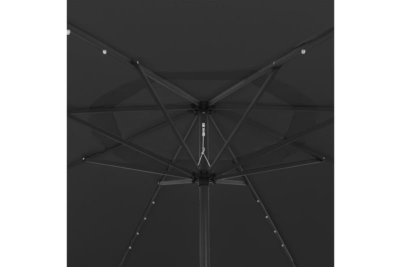 Parasoll med LED-lys og metallstang 400 cm svart - Svart - Hagemøbler - Solbeskyttelse - Parasoller
