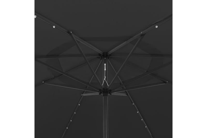 Parasoll med LED-lys og metallstang 400 cm svart - Svart - Parasoller
