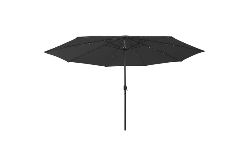 Parasoll med LED-lys og metallstang 400 cm svart - Svart - Hagemøbler - Solbeskyttelse - Parasoller