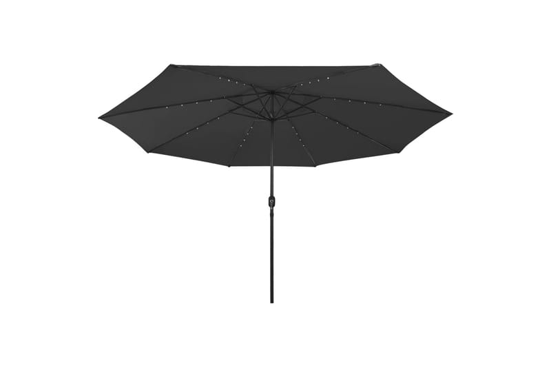 Parasoll med LED-lys og metallstang 400 cm svart - Svart - Hagemøbler - Solbeskyttelse - Parasoller