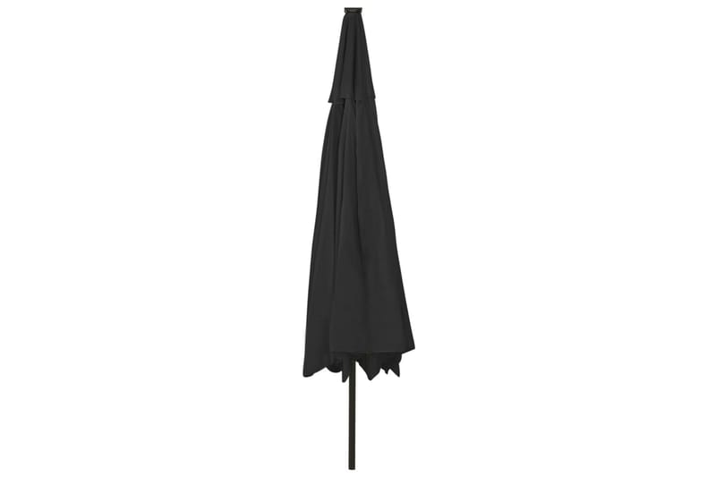 Parasoll med LED-lys og metallstang 400 cm svart - Svart - Hagemøbler - Solbeskyttelse - Parasoller