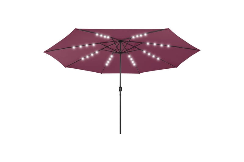 Parasoll med LED-lys og metallstang 400 cm vinrød - Rød - Parasoller