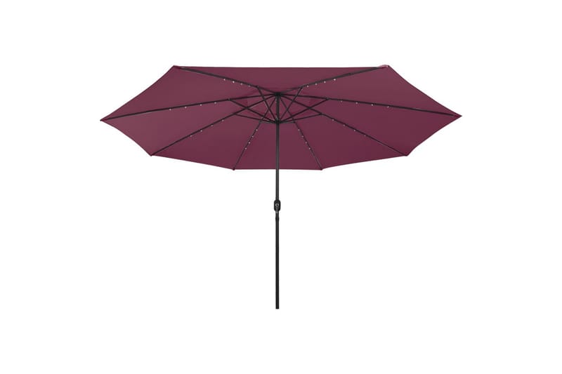 Parasoll med LED-lys og metallstang 400 cm vinrød - Rød - Hagemøbler - Solbeskyttelse - Parasoller