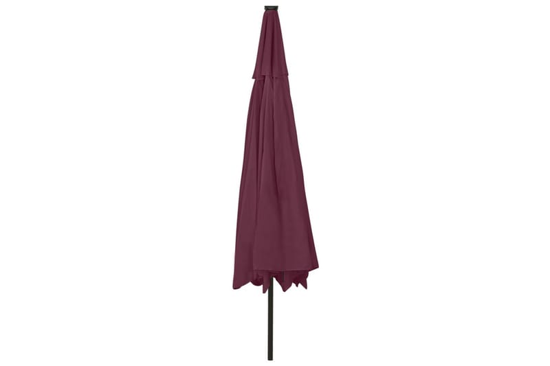 Parasoll med LED-lys og metallstang 400 cm vinrød - Rød - Hagemøbler - Solbeskyttelse - Parasoller