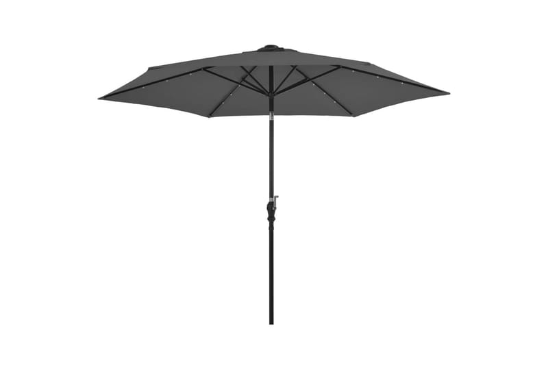 Parasoll med LED-lys og stålstang 300 cm antrasitt - Hagemøbler - Solbeskyttelse - Parasoller