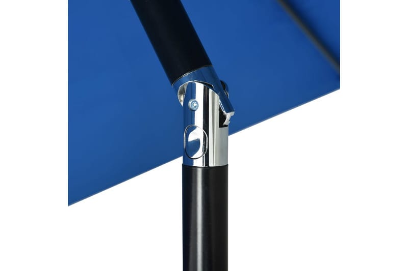 Parasoll med LED-lys og stålstang 300 cm asur - Hagemøbler - Solbeskyttelse - Parasoller