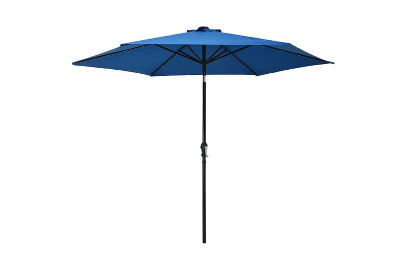 Parasoll med LED-lys og stålstang 300 cm asur - Hagemøbler - Solbeskyttelse - Parasoller