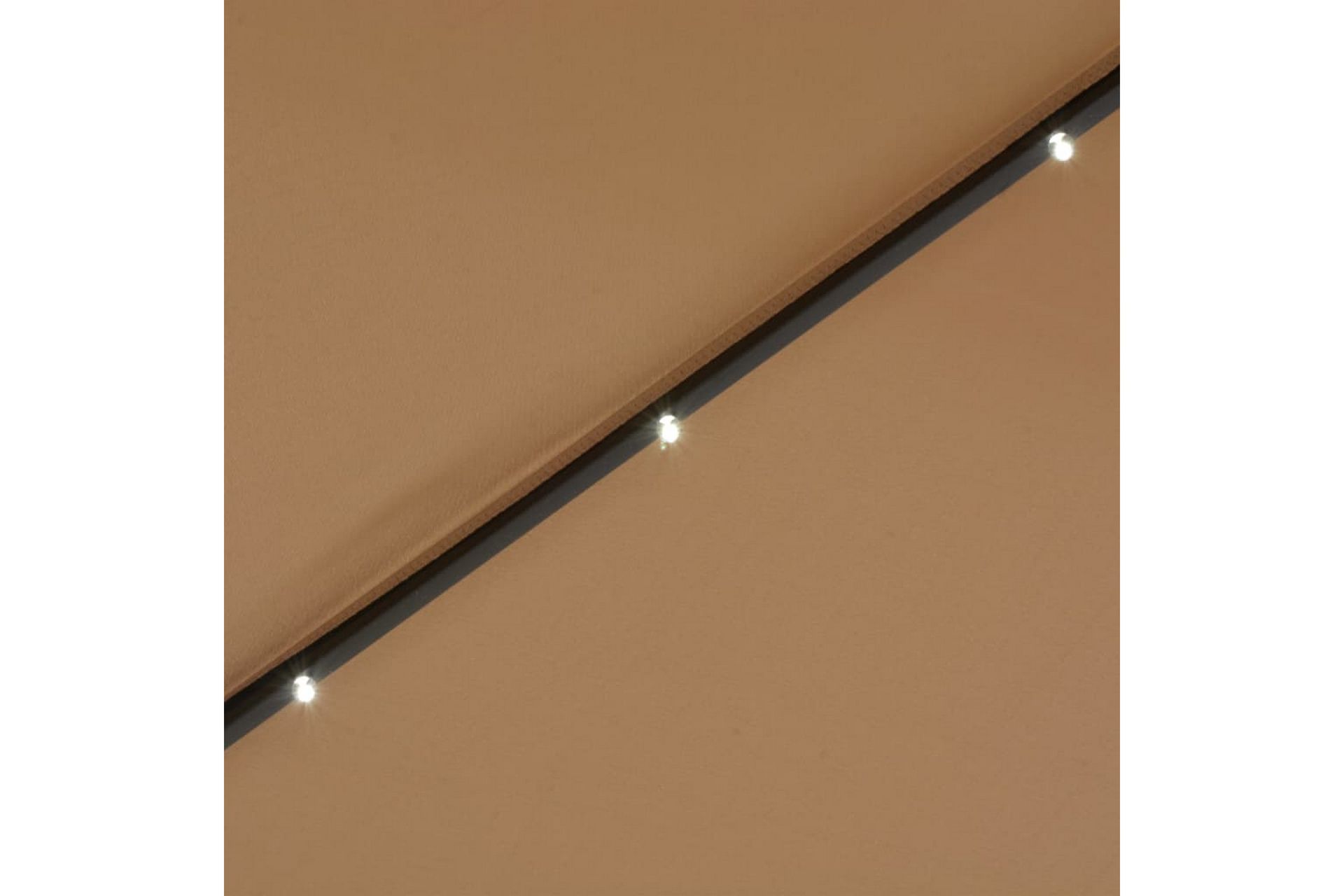 Parasoll med LED-lys og stålstang 300 cm gråbrun - Hagemøbler - Solbeskyttelse - Parasoller