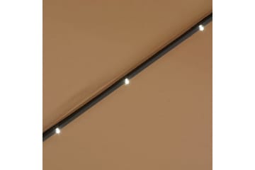 Parasoll med LED-lys og stålstang 300 cm gråbrun - Hagemøbler - Solbeskyttelse - Parasoller