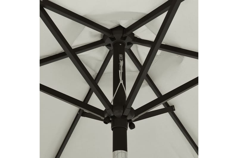 Parasoll med LED-lys sand 200x211 cm aluminium - Hagemøbler - Solbeskyttelse - Parasoller