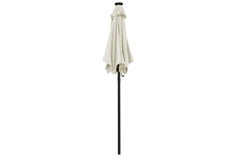Parasoll med LED-lys sand 200x211 cm aluminium - Hagemøbler - Solbeskyttelse - Parasoller