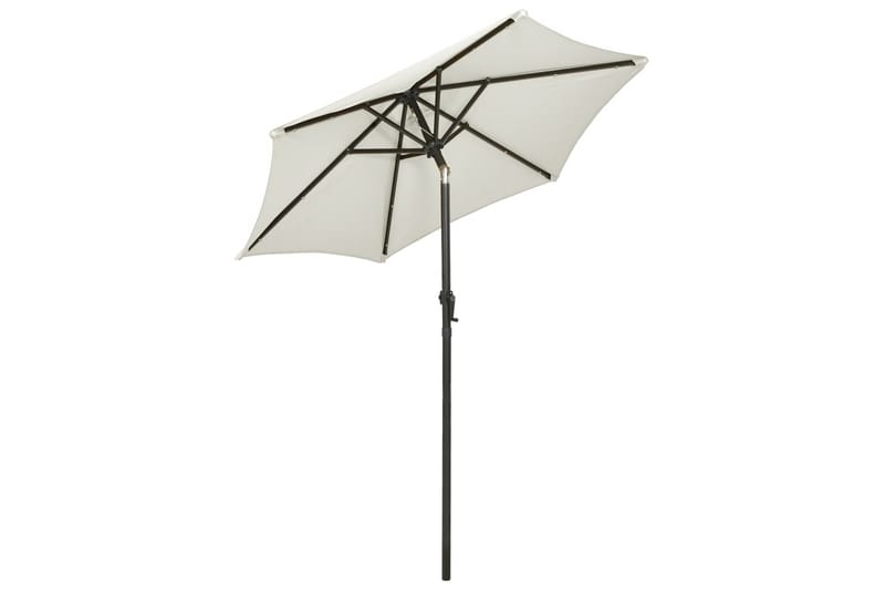 Parasoll med LED-lys sand 200x211 cm aluminium - Hagemøbler - Solbeskyttelse - Parasoller