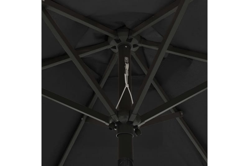 Parasoll med LED-lys svart 200x211 cm aluminium - Svart - Hagemøbler - Solbeskyttelse - Parasoller