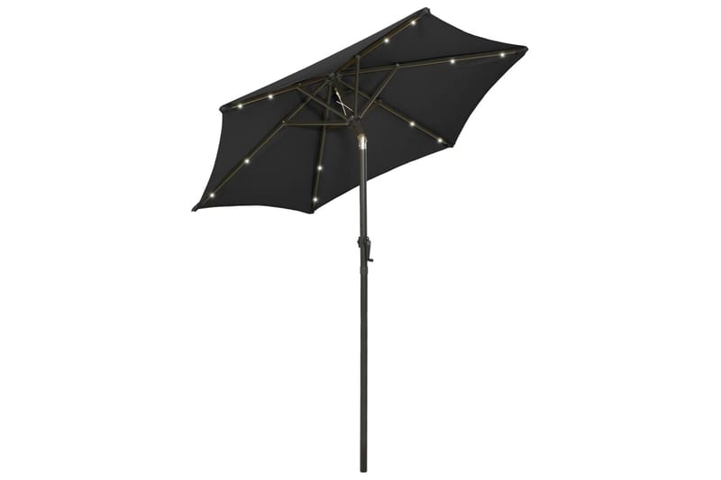 Parasoll med LED-lys svart 200x211 cm aluminium - Svart - Hagemøbler - Solbeskyttelse - Parasoller