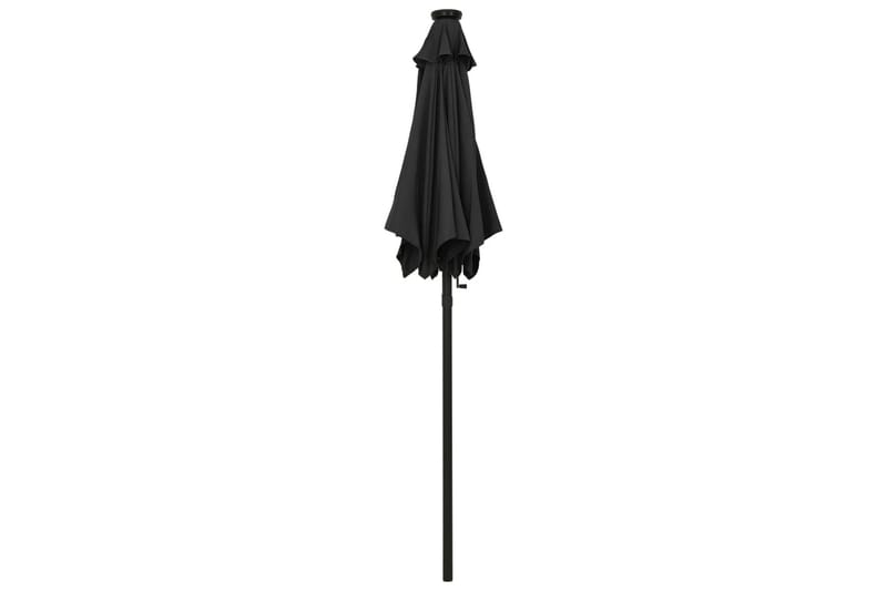 Parasoll med LED-lys svart 200x211 cm aluminium - Svart - Hagemøbler - Solbeskyttelse - Parasoller