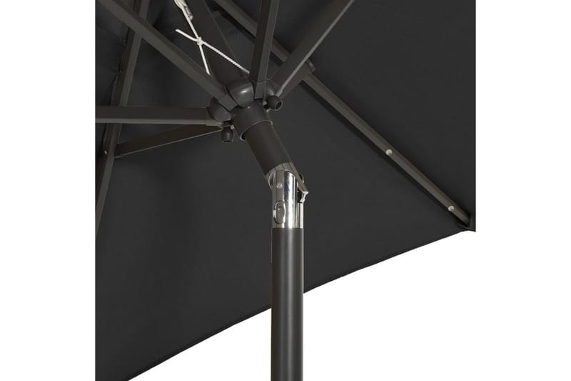 Parasoll med LED-lys svart 200x211 cm aluminium - Svart - Hagemøbler - Solbeskyttelse - Parasoller