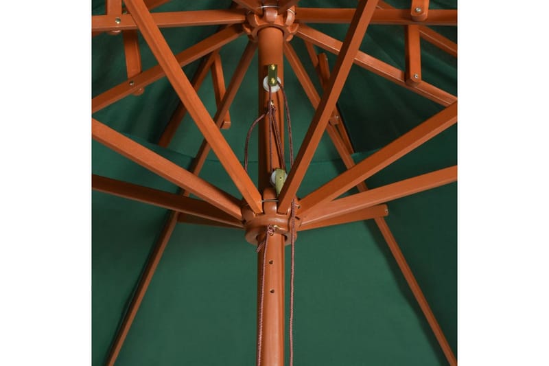 Parasoll med lufteluke 270x270 cm trestang grønn - Grønn - Hagemøbler - Solbeskyttelse - Parasoller