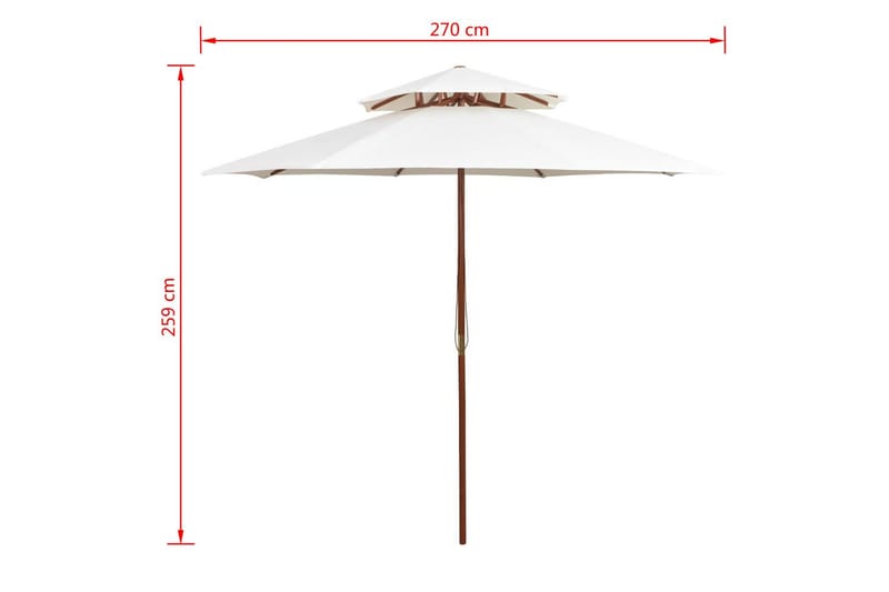 Parasoll med lufteluke 270x270 cm trestang kremhvit - Kremhvit - Hagemøbler - Solbeskyttelse - Parasoller