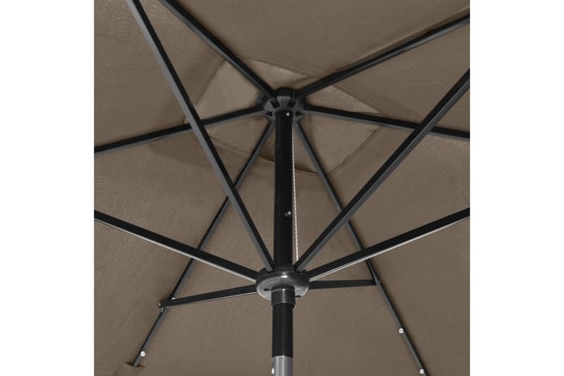 Parasoll med lysdioder og stålstang gråbrun 2x3 m - Parasoller