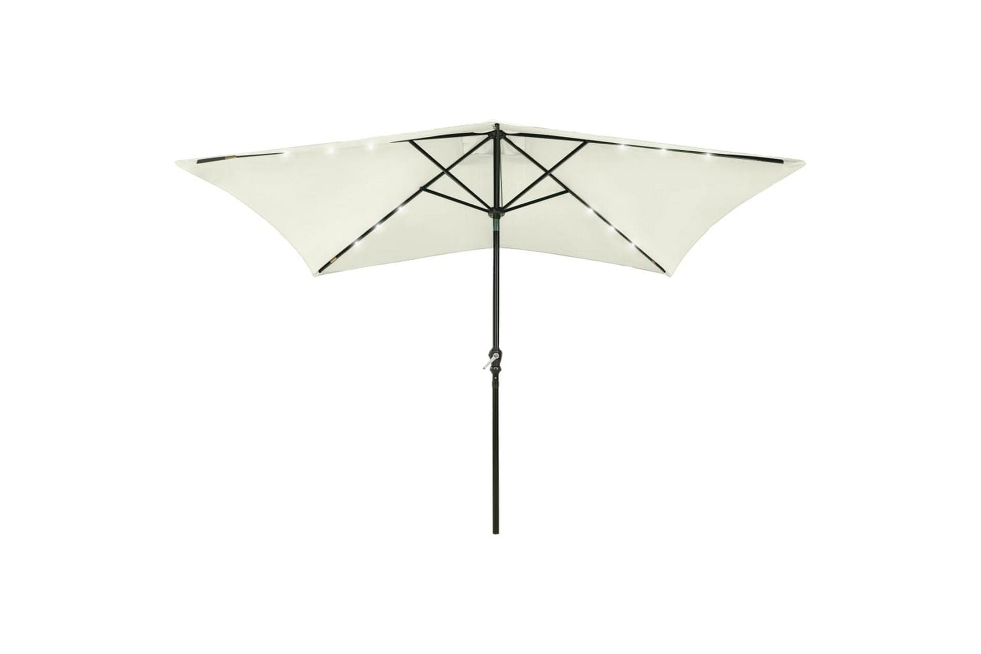 Parasoll med lysdioder og stålstang sand 2x3 m - Hagemøbler - Solbeskyttelse - Parasoller