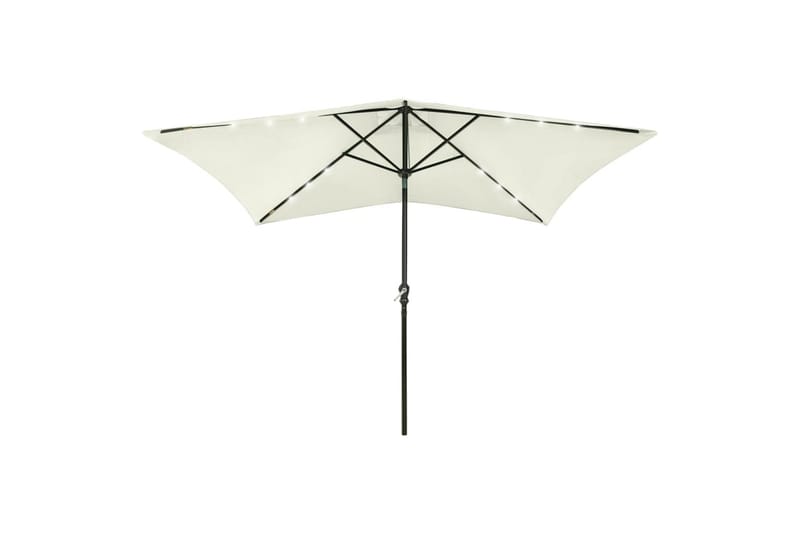 Parasoll med lysdioder og stålstang sand 2x3 m - Hagemøbler - Solbeskyttelse - Parasoller