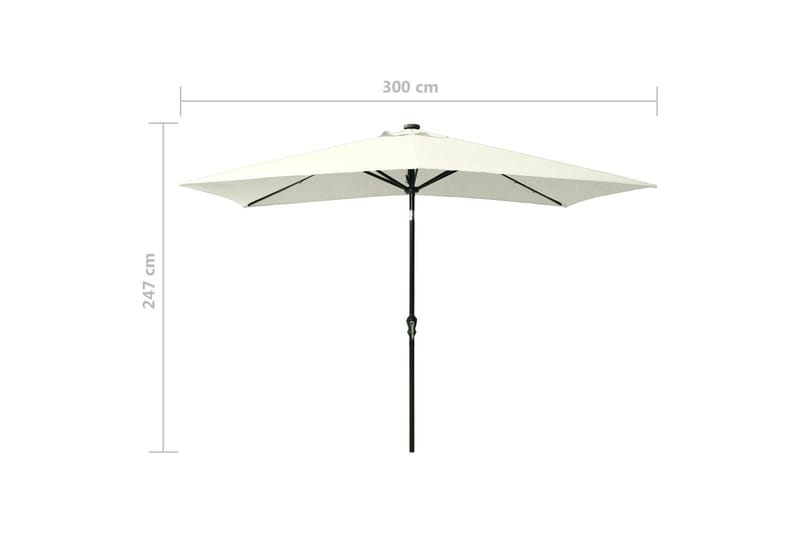 Parasoll med lysdioder og stålstang sand 2x3 m - Hagemøbler - Solbeskyttelse - Parasoller