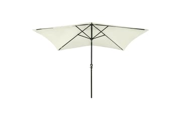 Parasoll med lysdioder og stålstang sand 2x3 m - Hagemøbler - Solbeskyttelse - Parasoller