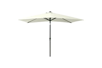 Parasoll med lysdioder og stålstang sand 2x3 m - Hagemøbler - Solbeskyttelse - Parasoller