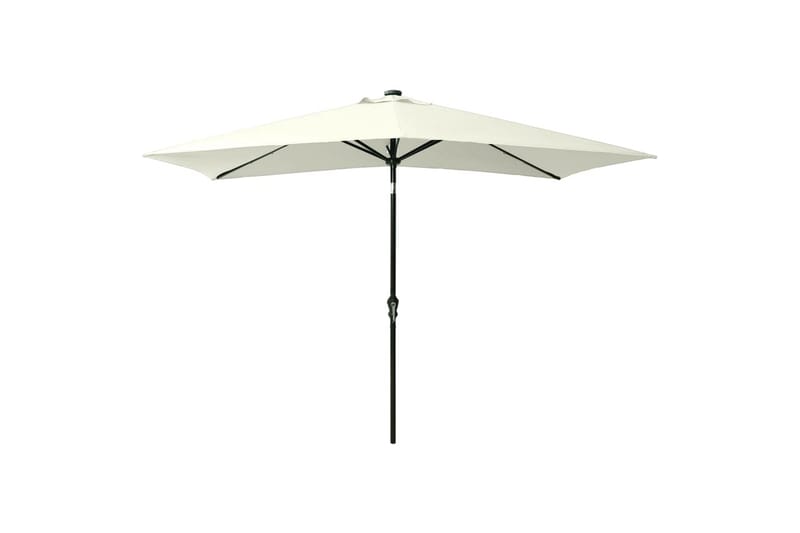 Parasoll med lysdioder og stålstang sand 2x3 m - Hagemøbler - Solbeskyttelse - Parasoller
