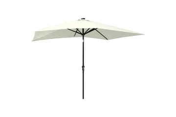Parasoll med lysdioder og stålstang sand 2x3 m - Hagemøbler - Solbeskyttelse - Parasoller