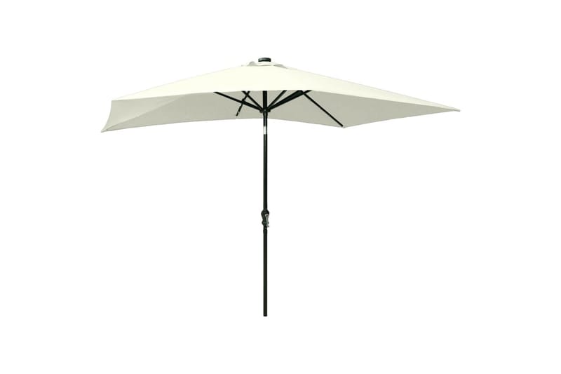 Parasoll med lysdioder og stålstang sand 2x3 m - Hagemøbler - Solbeskyttelse - Parasoller