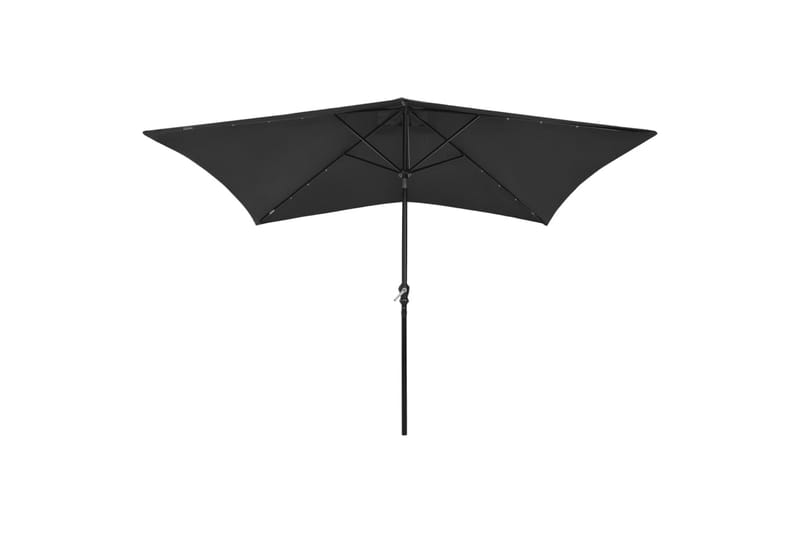 Parasoll med lysdioder og stålstang svart 2x3 m - Hagemøbler - Solbeskyttelse - Parasoller