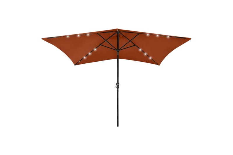 Parasoll med lysdioder og stålstang terrakotta 2x3 m - Hagemøbler - Solbeskyttelse - Parasoller