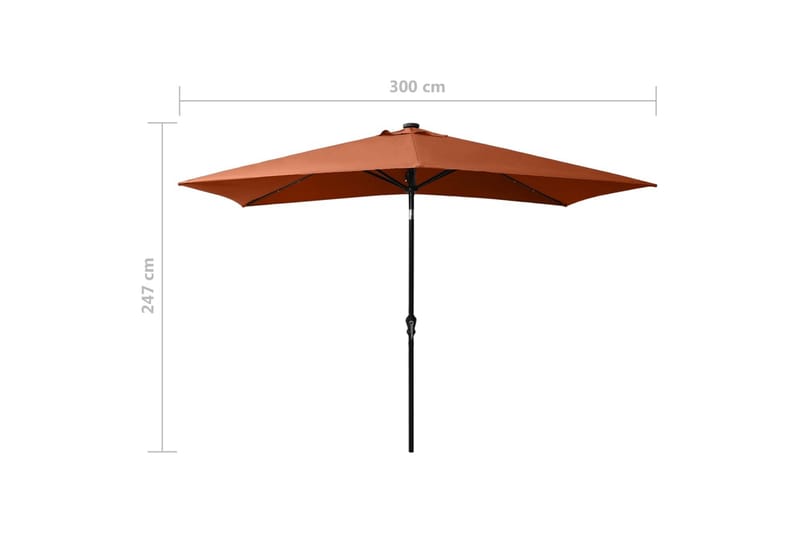 Parasoll med lysdioder og stålstang terrakotta 2x3 m - Hagemøbler - Solbeskyttelse - Parasoller