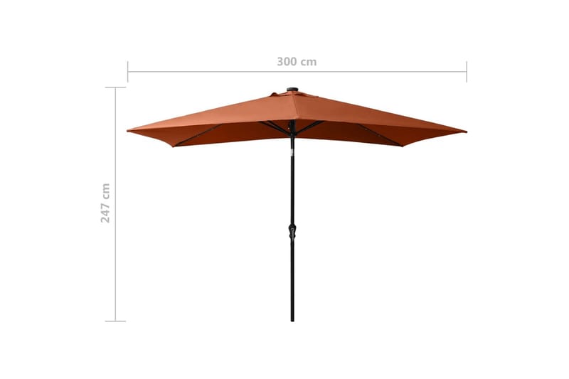 Parasoll med lysdioder og stålstang terrakotta 2x3 m - Parasoller