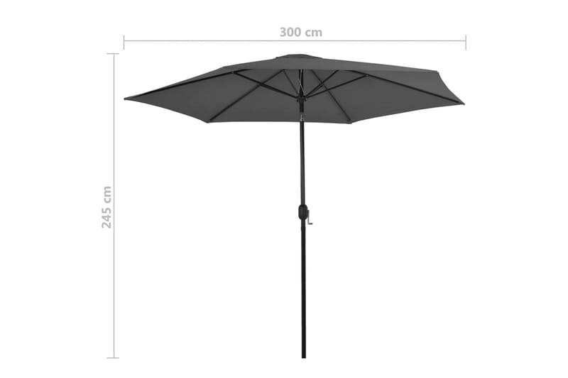 Parasoll med metallstang 300 cm antrasitt - Hagemøbler - Solbeskyttelse - Parasoller