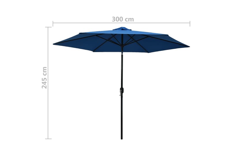 Parasoll med metallstang 300 cm asur - Parasoller