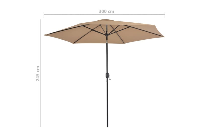 Parasoll med metallstang 300 cm gråbrun - Hagemøbler - Solbeskyttelse - Parasoller