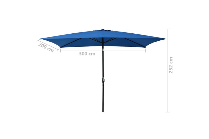 Parasoll med metallstang 300x200 cm asur - Hagemøbler - Solbeskyttelse - Parasoller