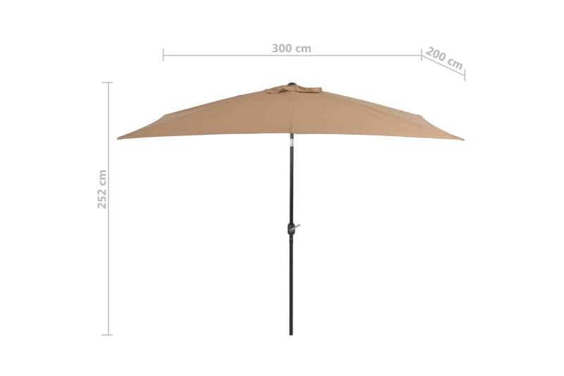 Parasoll med metallstang 300x200 cm gråbrun - Hagemøbler - Solbeskyttelse - Parasoller