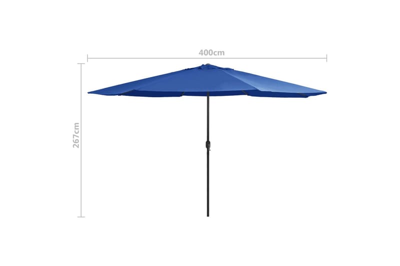 Parasoll med metallstang 400 cm asurblå - Blå - Hagemøbler - Solbeskyttelse - Parasoller