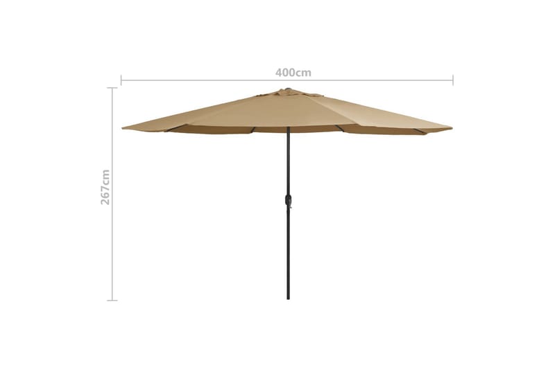 Parasoll med metallstang 400 cm gråbrun - Brun - Hagemøbler - Solbeskyttelse - Parasoller