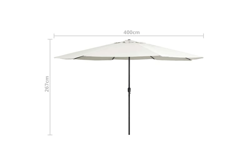 Parasoll med metallstang 400 cm sandhvit - Hvit - Hagemøbler - Solbeskyttelse - Parasoller
