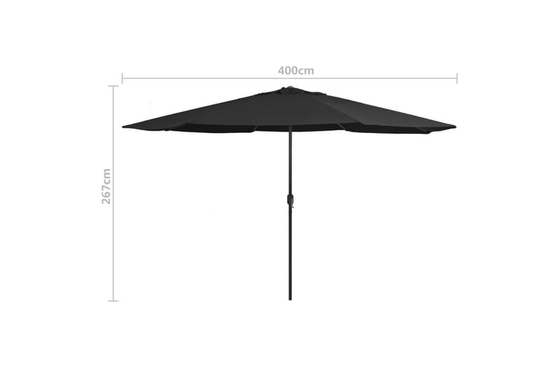 Parasoll med metallstang 400 cm svart - Svart - Hagemøbler - Solbeskyttelse - Parasoller