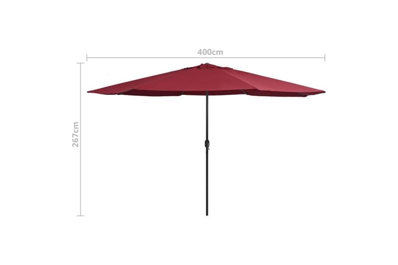 Parasoll med metallstang 400 cm vinrød - Rød - Hagemøbler - Solbeskyttelse - Parasoller