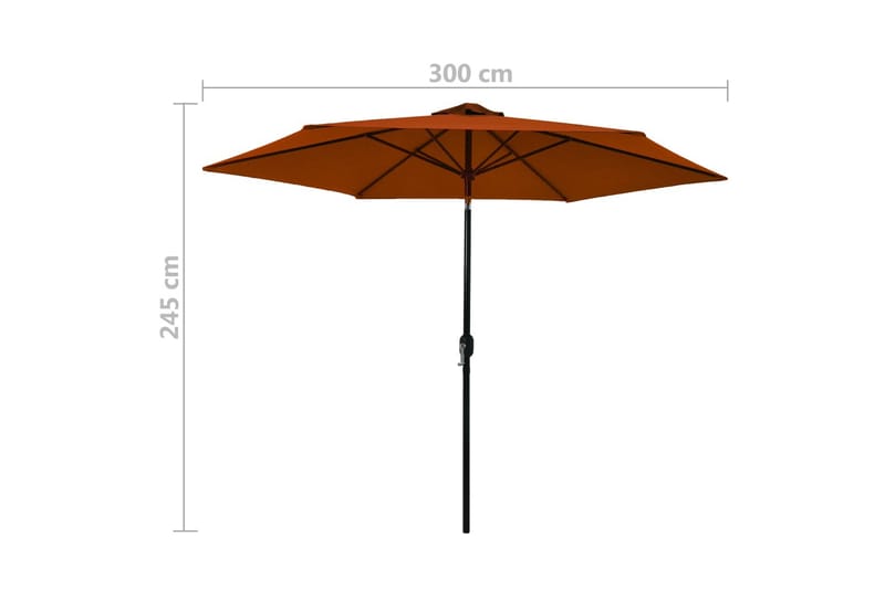 Parasoll med metallstang terrakotta 300 cm - Rød - Hagemøbler - Solbeskyttelse - Parasoller