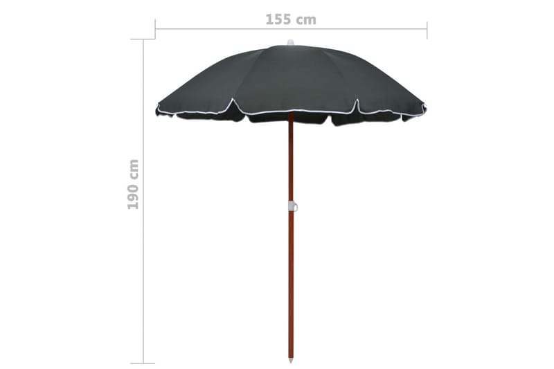 Parasoll med stålstang 180 cm antrasitt - Grå - Hagemøbler - Solbeskyttelse - Parasoller